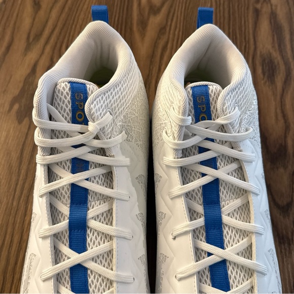 Size 19 Under Armour Spotlight Select SP MC Football Cleat White/Blue/Gold NEW - Picture 7 of 10